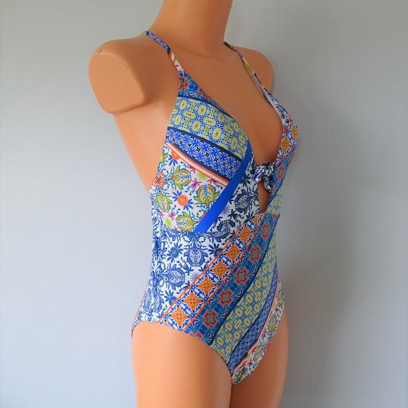 Nanette Lepore One Piece Patchwork Swimsuit NWT - Picture 2 of 4